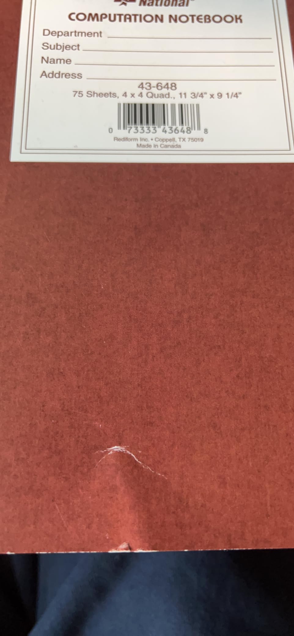 National Brand Computation Notebook, 4 X 4 Quad, Brown, Green Paper, 11.75 x 9.25 Inches, 75 Sheets (43648) customer photo 2