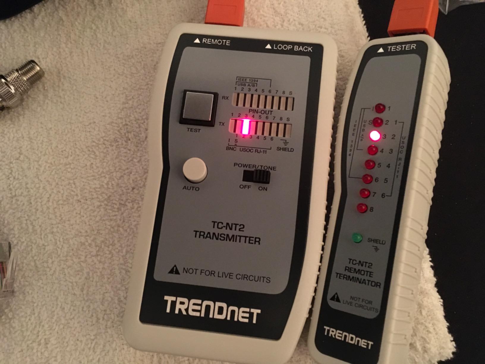 TRENDnet Network Cable Tester, Tests Ethernet, USB and BNC Cables, Accurately Test Pin Configurations up to 300m (984 ft), Local and Remote Testing, Includes BNC to Ethernet Converters, White, TC-NT2 customer photo 1