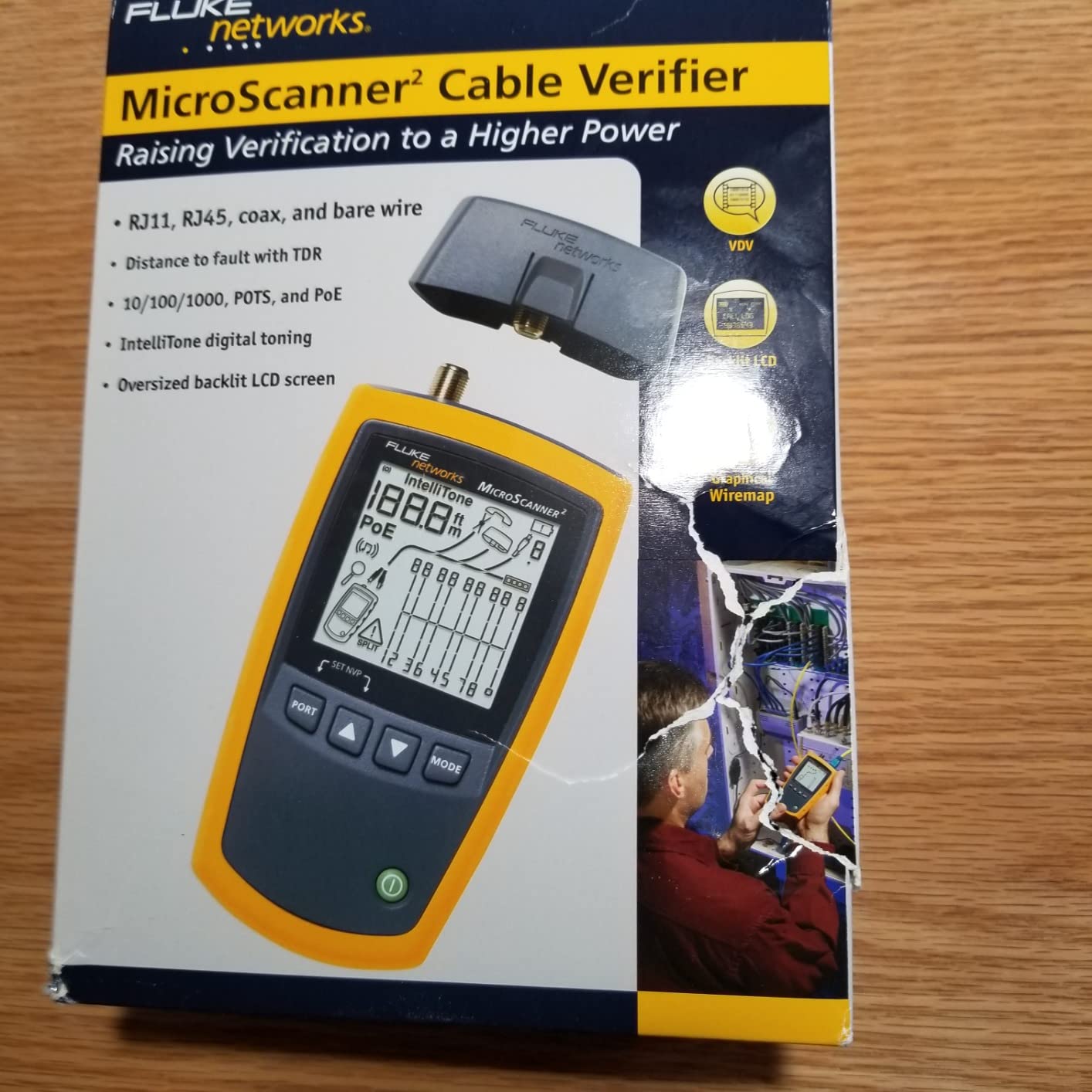 Fluke Networks MS2-100 MicroScanner2 Copper Cable Verifier with Built-In IntelliTone Toning, Troubleshoots RJ11, RJ45, Coax, Tests 10/100/1000Base-T, and Voip, yellow customer photo 2