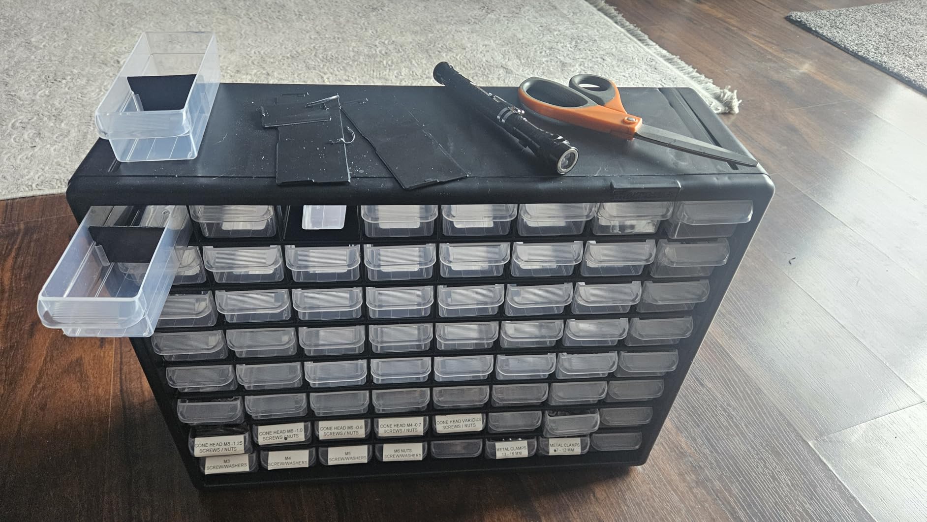 Akro-Mils 64-Drawer Plastic Drawer Storage Cabinet for Garage Organization, Bead Organizer, Building Bricks Storage, Teacher Toolbox, Makeup Organizer, 20