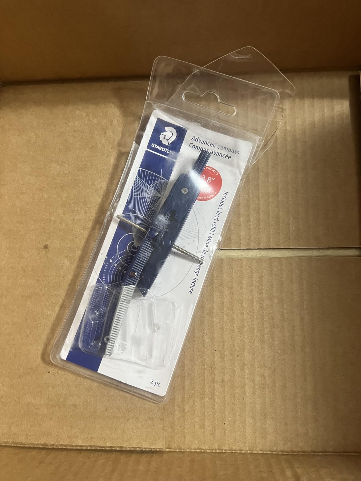 STAEDTLER Advanced Student Compass 2 Piece Set - Metal Compass with Quick-Set Center Wheel, Universal Adapter & Spare Lead, Draws Circles up to 10.25