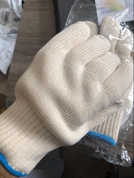 Heat Resistant Gloves - 932°F Oven Gloves, Cut-Resistant Grill Gloves, Cooking Gloves for BBQ, Grilling, Baking, Cutting, Welding, Smoker Fireplace, 1 Pair (2 Pieces Set), White customer photo 1