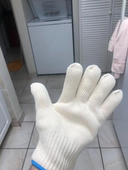 Heat Resistant Gloves - 932°F Oven Gloves, Cut-Resistant Grill Gloves, Cooking Gloves for BBQ, Grilling, Baking, Cutting, Welding, Smoker Fireplace, 1 Pair (2 Pieces Set), White customer photo 2