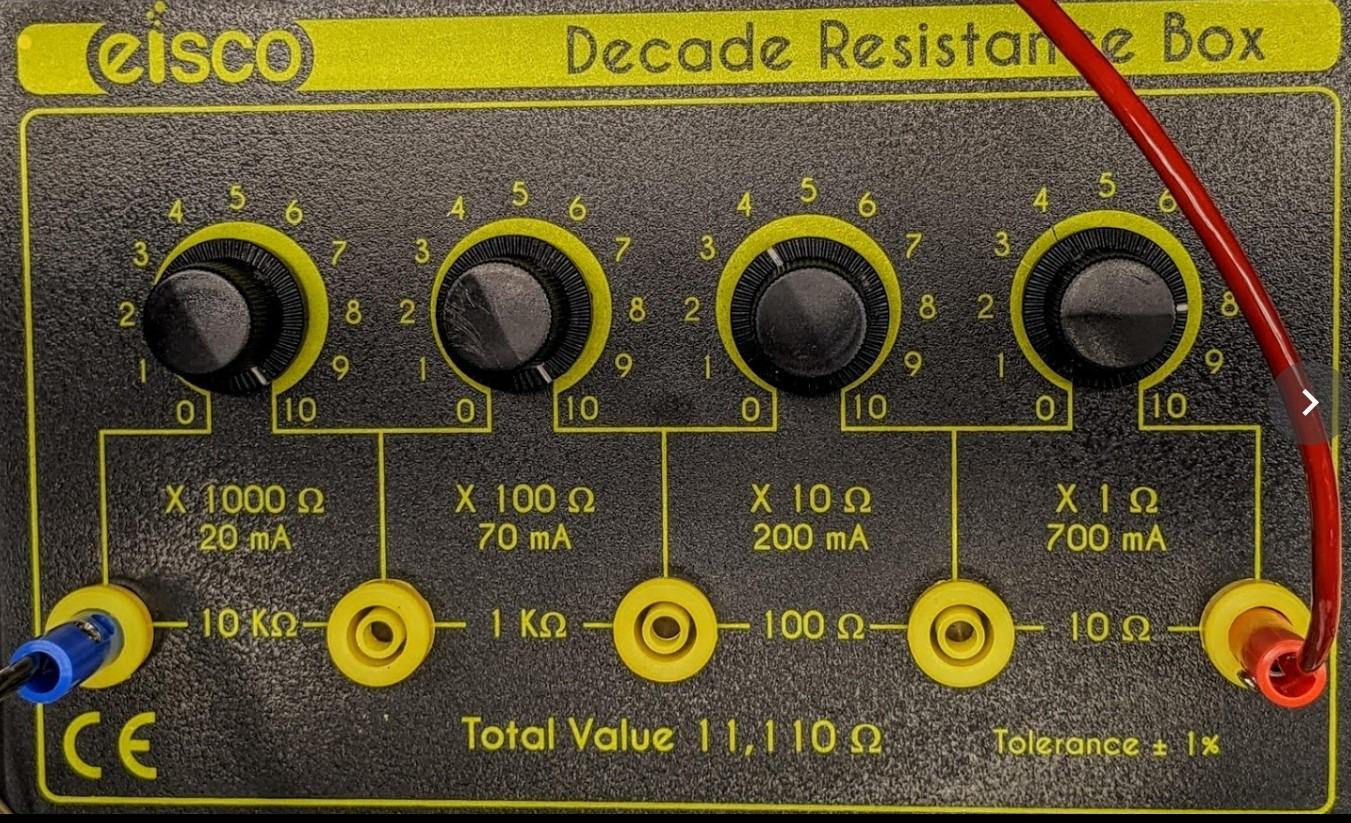 EISCO - 4 Decade Resistance Box, Variable from 0-11,110 Ohms, 0.5W Resistors customer photo 1