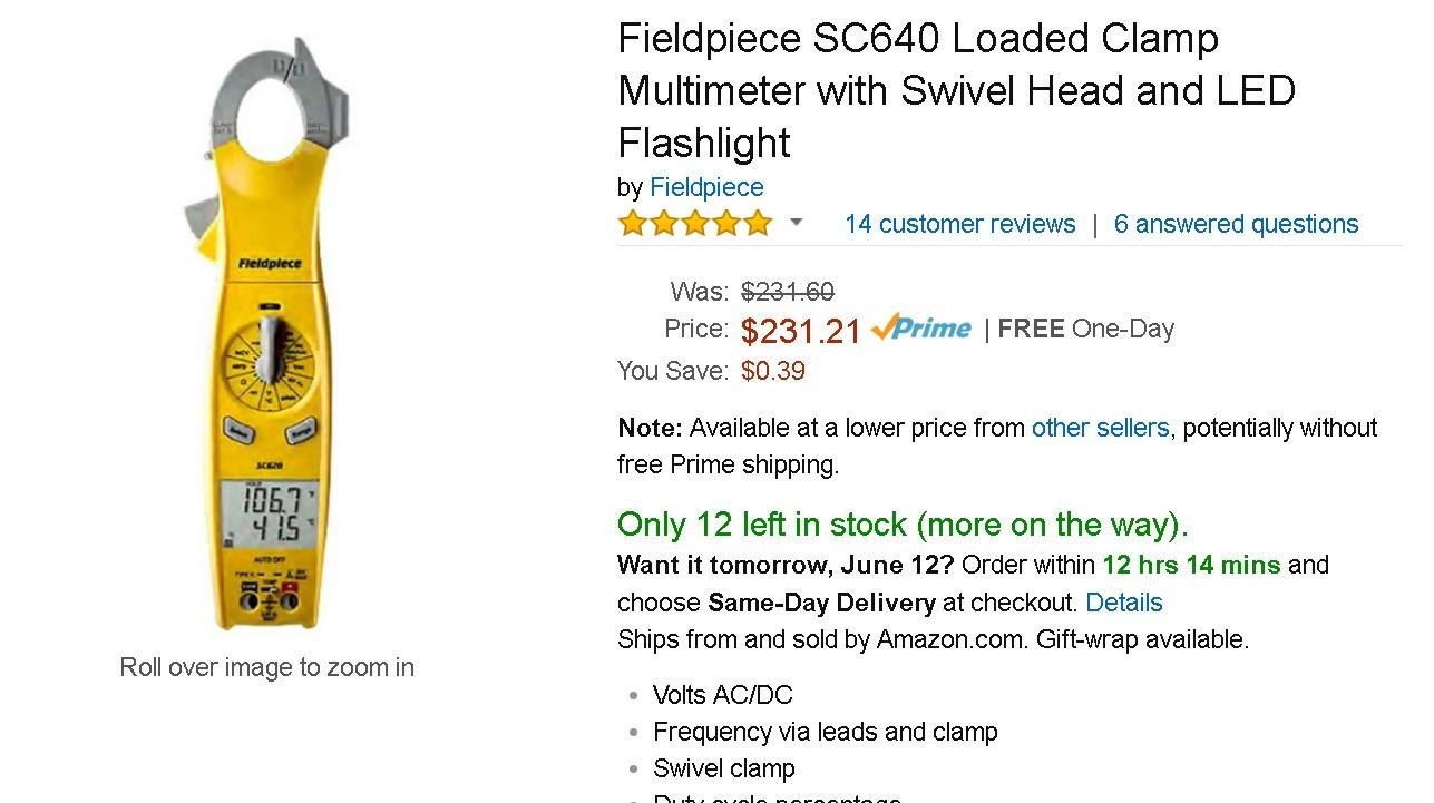 Fieldpiece SC640 Loaded Clamp Multimeter with Swivel Head and LED Flashlight customer photo 1