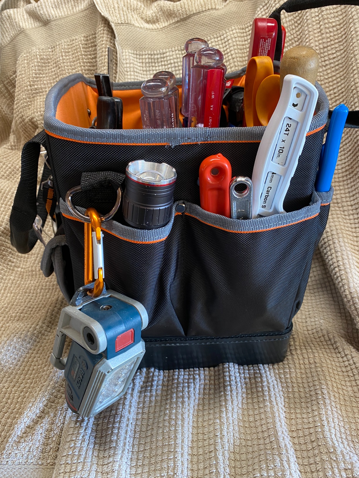Klein Tools 5541610-14 Tool Bag with Shoulder Strap Has 40 Pockets for Tool Storage and Orange Interior customer photo 2