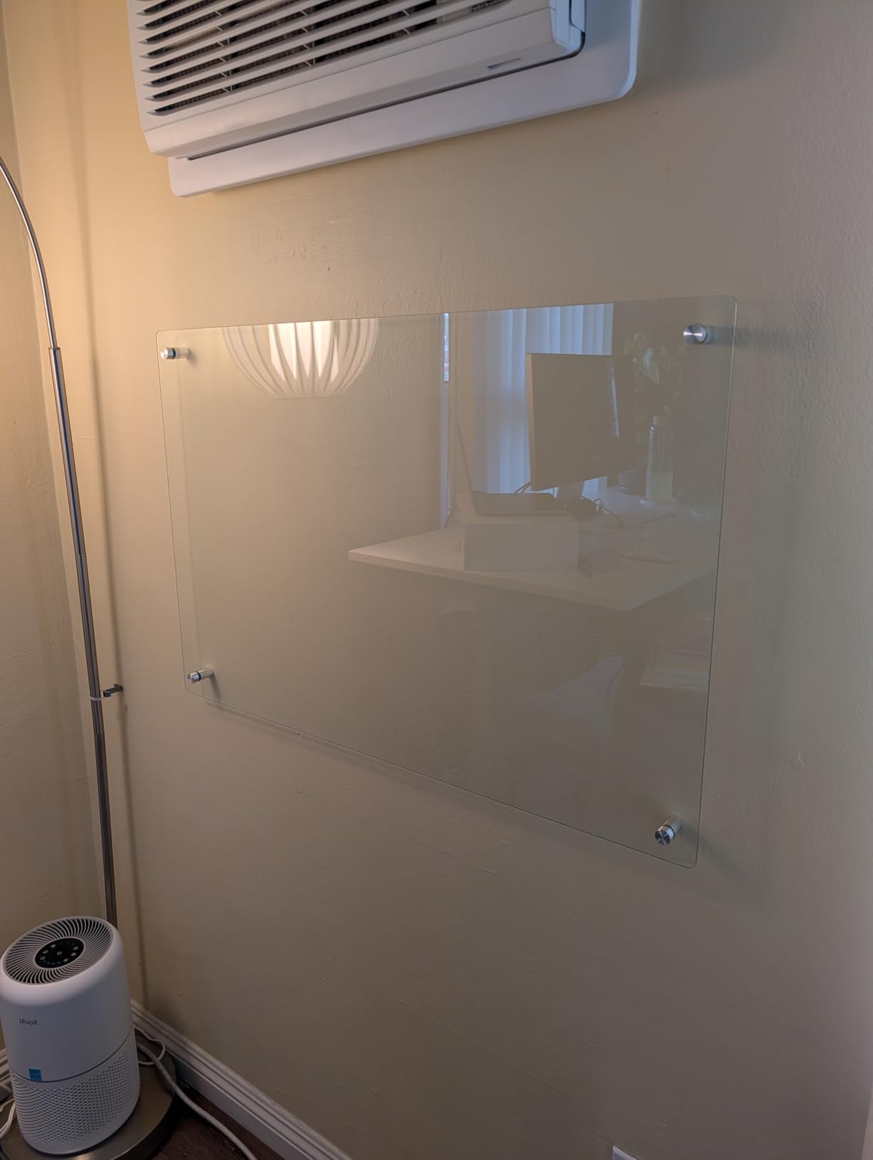 Audio-Visual Direct White Glass Dry-Erase Board Set - 6' x 3' - Includes Hardware & Marker Tray (Non-Magnetic) customer photo 2