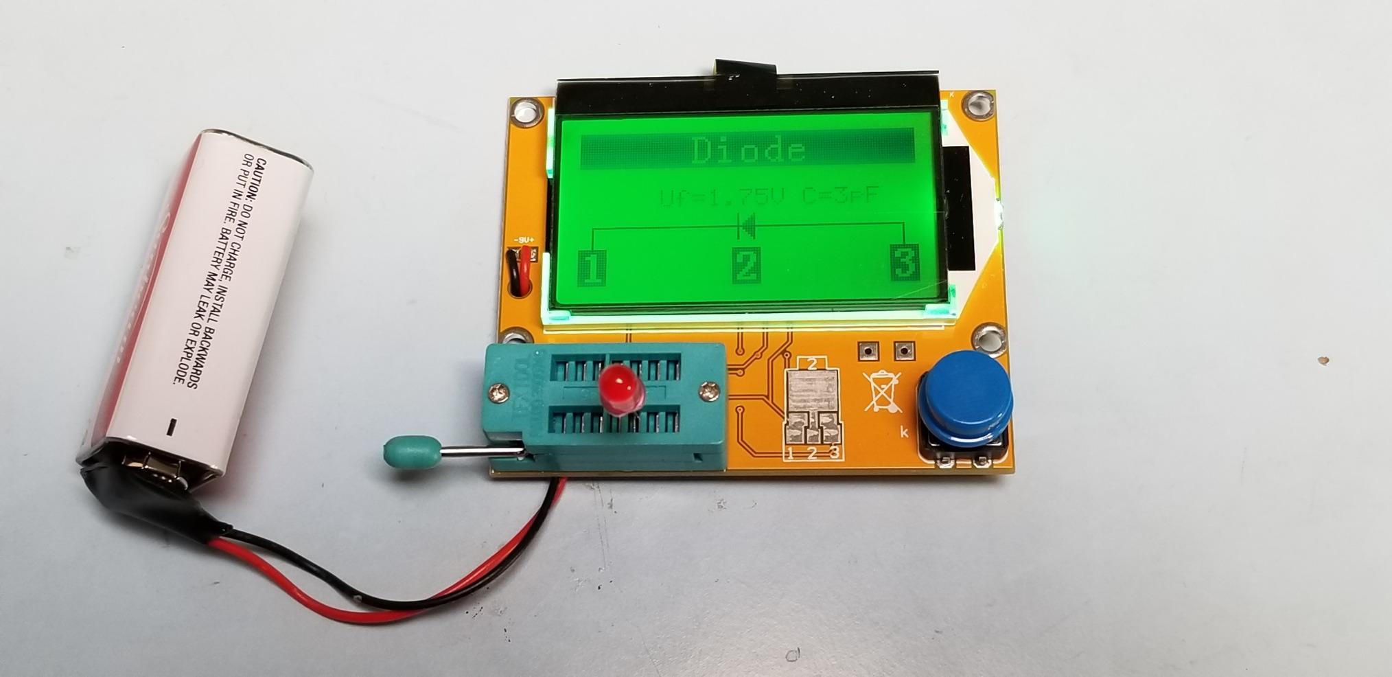 HiLetgo LCR-T4 Multifunctional Resistor Capacitor Diode SCR Inductor Triode MOSFET Tube Meter Tester Component Tester kit 9V with 128 * 64 Green Backlight LCD Display customer photo 2