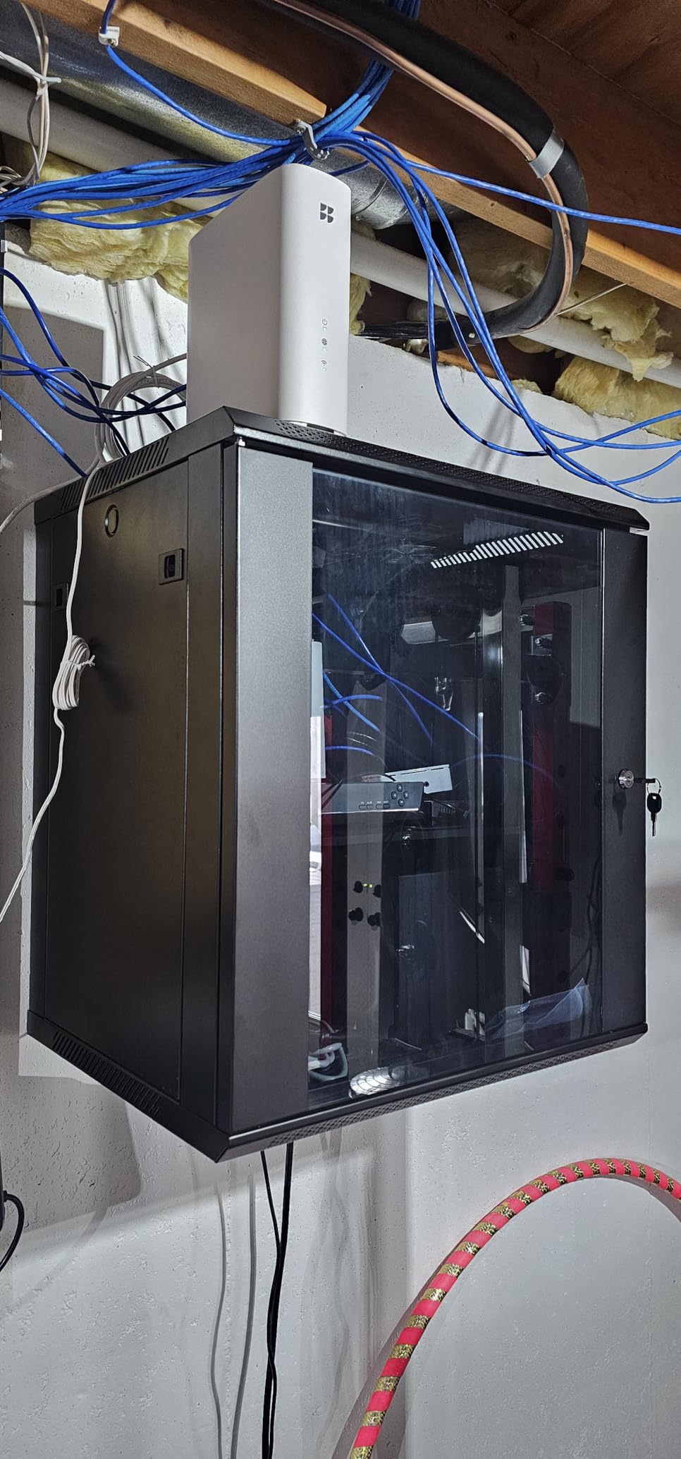 NavePoint 12U Server Rack Enclosure with Glass Door, Cooling Fan, Locks, & Removable Side Panels - 12U Wall Mount Network Cabinet 19 Inch Rack 17.7