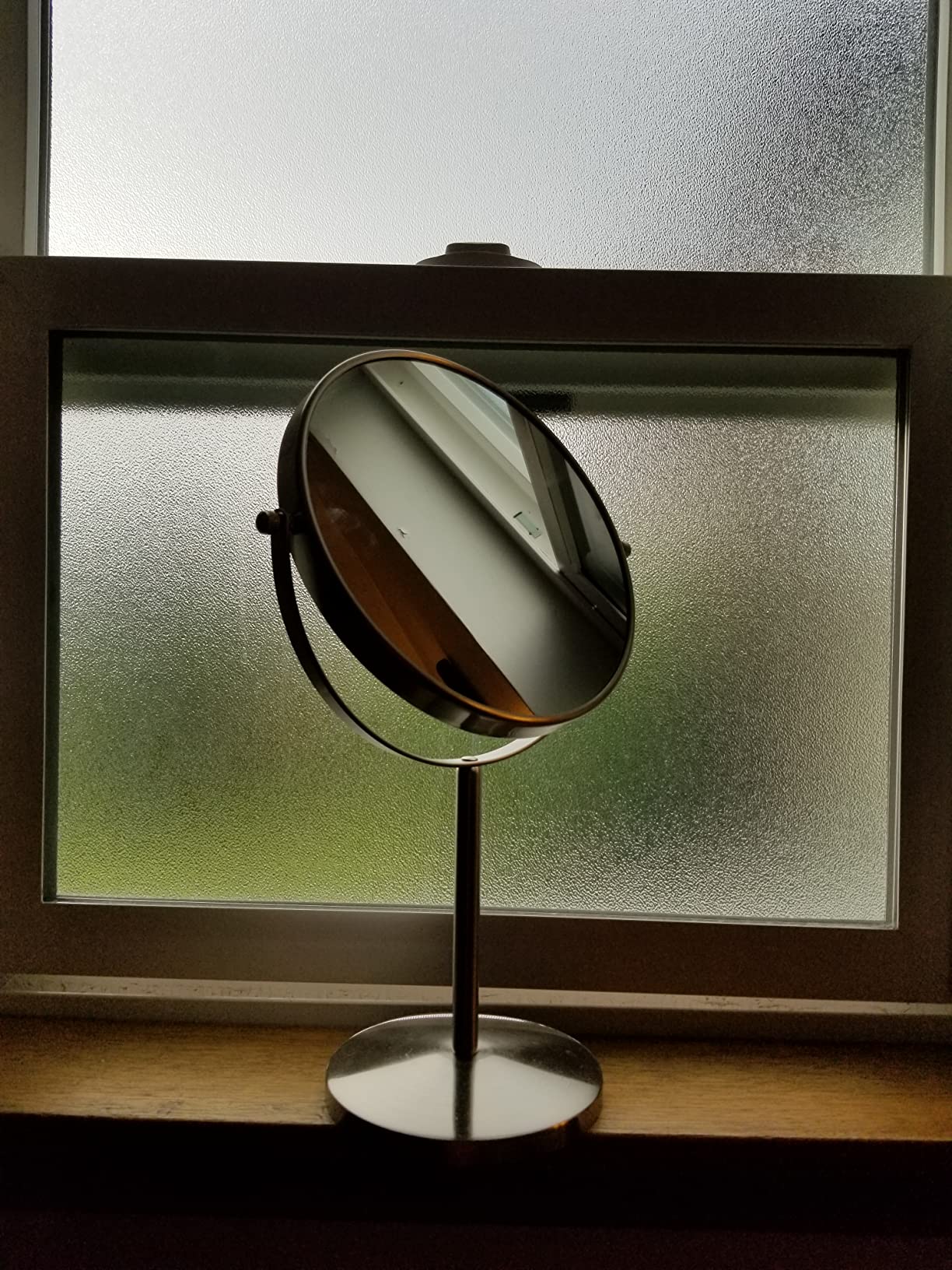 ALHAKIN 10x Magnifying Makeup Mirror, 8 Inch Tabletop Mirror with 1X/10X Magnification Double Sided, Standing Bathroom Makeup Mirror for Desk, Nickel customer photo 1