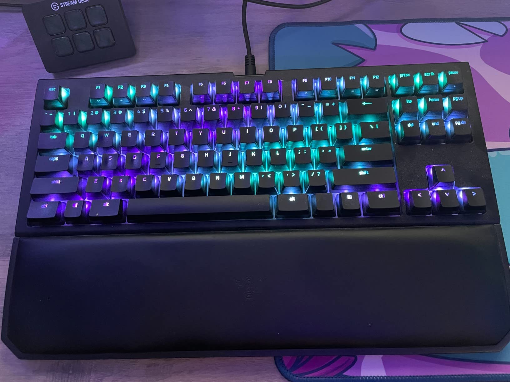 Razer BlackWidow TE Chroma v2 TKL Tenkeyless Mechanical Gaming Keyboard: Green Key Switches, Tactile & Clicky, Chroma RGB Lighting, Magnetic Wrist Rest, Programmable Macros, Classic Black customer photo 1