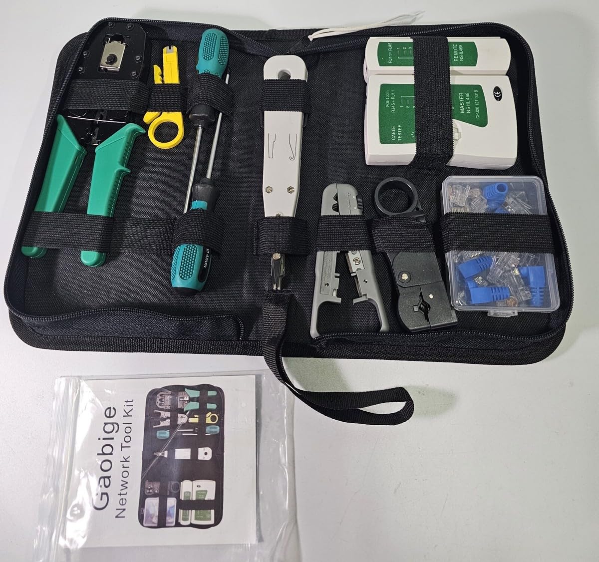 Gaobige Network Tool Kit for Cat5 Cat5e Cat6, 11 in 1 Portable Ethernet Cable Crimper Kit with a Ethernet Crimping Tool, 8p8c 6p6c Connectors rj45 rj11 Cat5 Cat6 Cable Tester, 110 Punch Down Tool customer photo 1