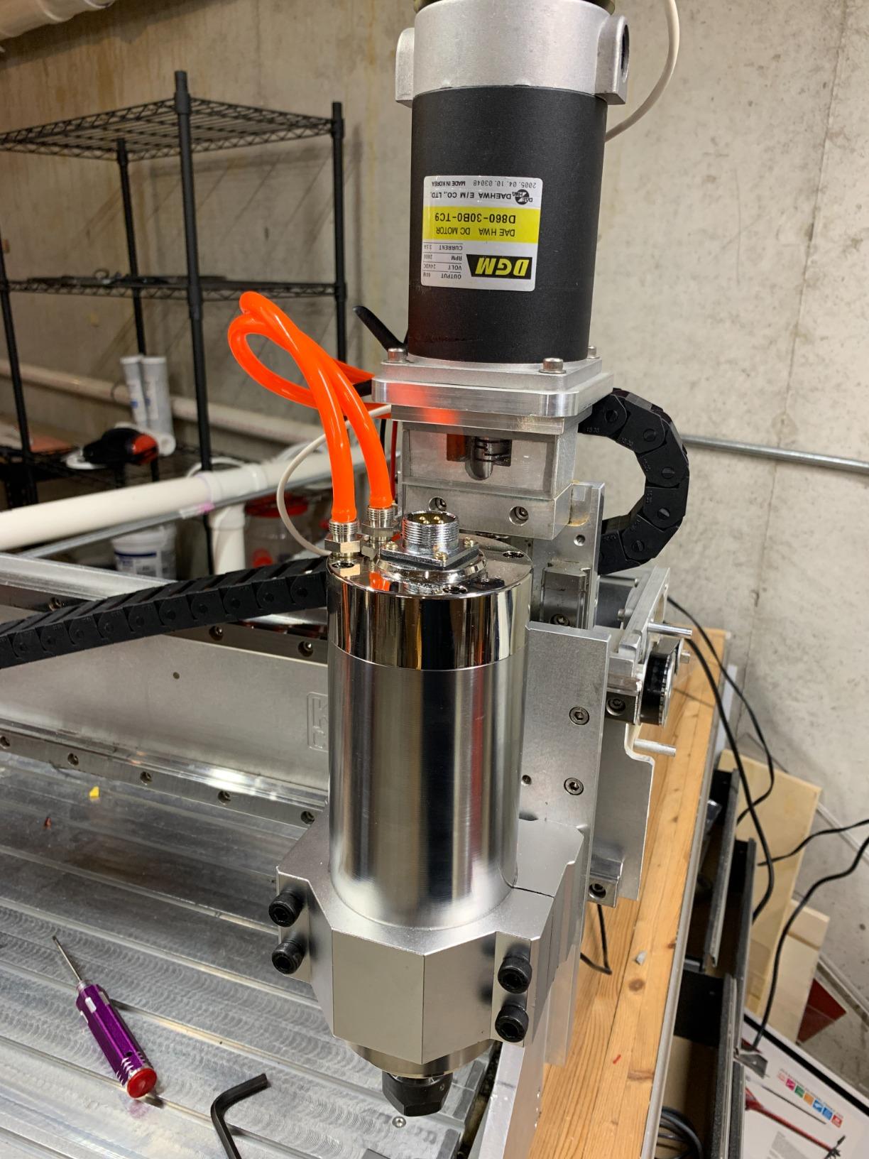 VFD CNC Spindle Motor Kits:220V 2.2KW CNC VFD+2.2KW 4bearings 400hz 0-24000rpm Φ80mm Water Cooled Spindle +75W Water Pump+80mm Motor Clamp Mount+5m Water Pipe customer photo 1