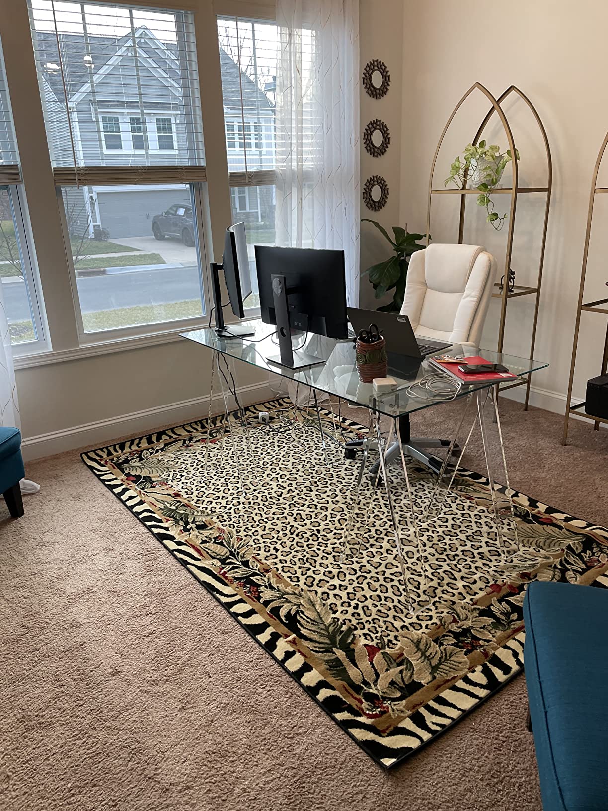 Coaster Home Furnishings Amaturo Glass & Metal 59-Inch Transparent Design Writing Desk with Tempered Glass Top, Chrome Supports customer photo 1