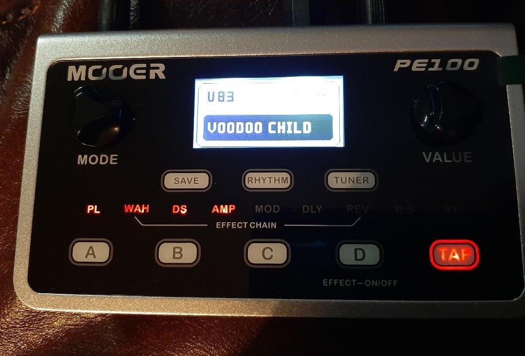 MOOER PE100 Portable Depstop Guitar Multi Effects Headphone Amp Pedal Practice Tool with Drum Machine, TAP Tempo customer photo 1