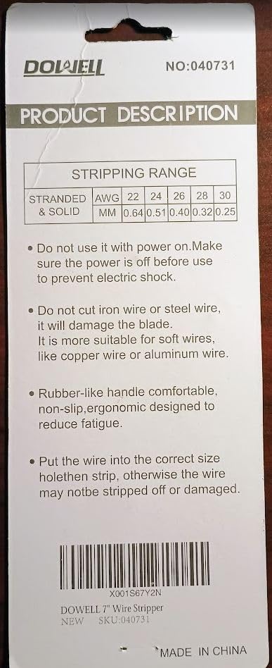 DOWELL 22-30 AWG Wire Stripper Wire Stripping Tool Wire Cutter And Multi-Function Hand Tool, Professional Handle Design customer photo 1