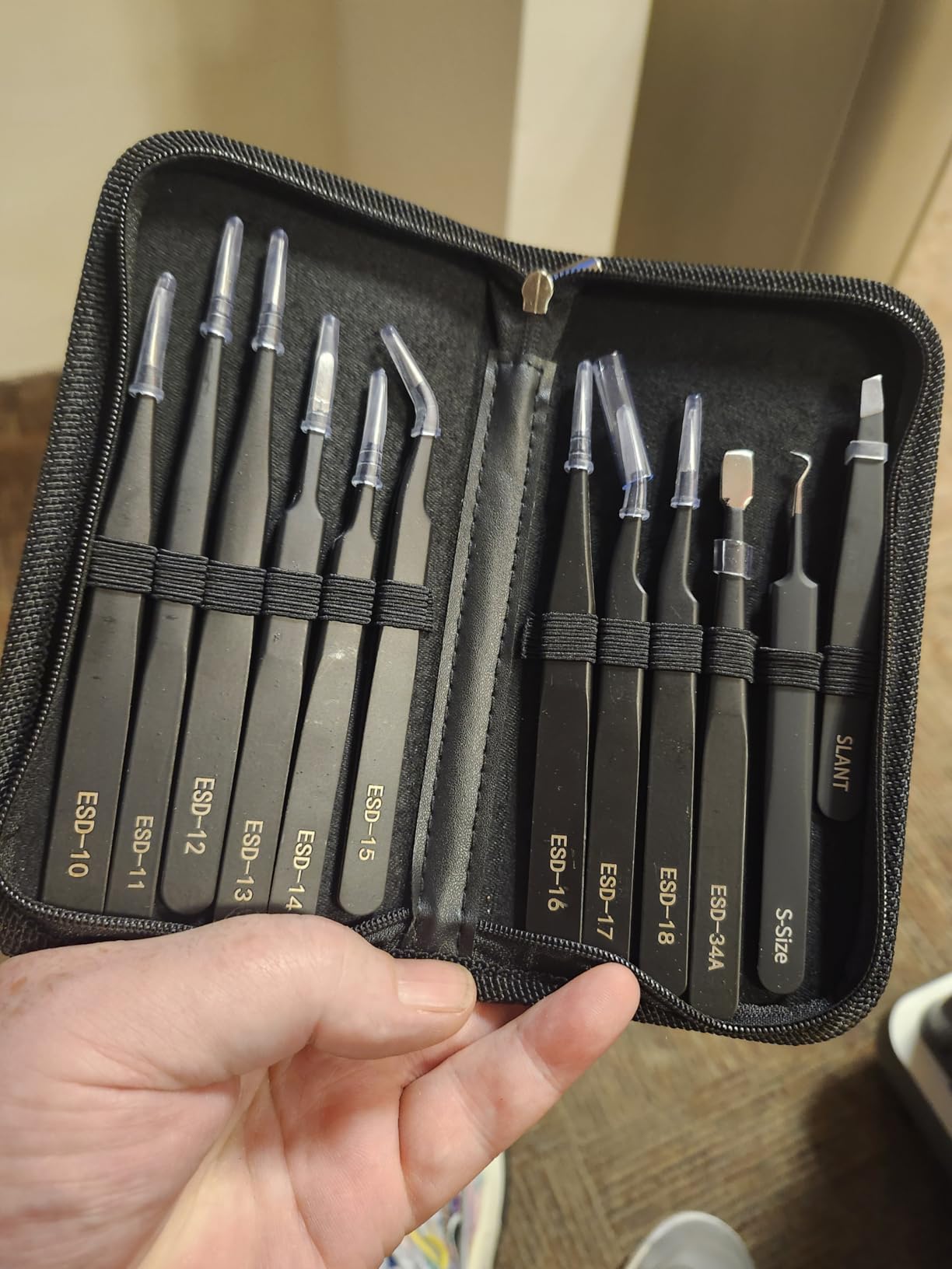 Antonki 12 Pack Precision Tweezers Set for Craft, Soldering, Jewelry, Facial Hair, Eyebrow, Ingrown Hair Removal, Eyelash Extension- with Case customer photo 2
