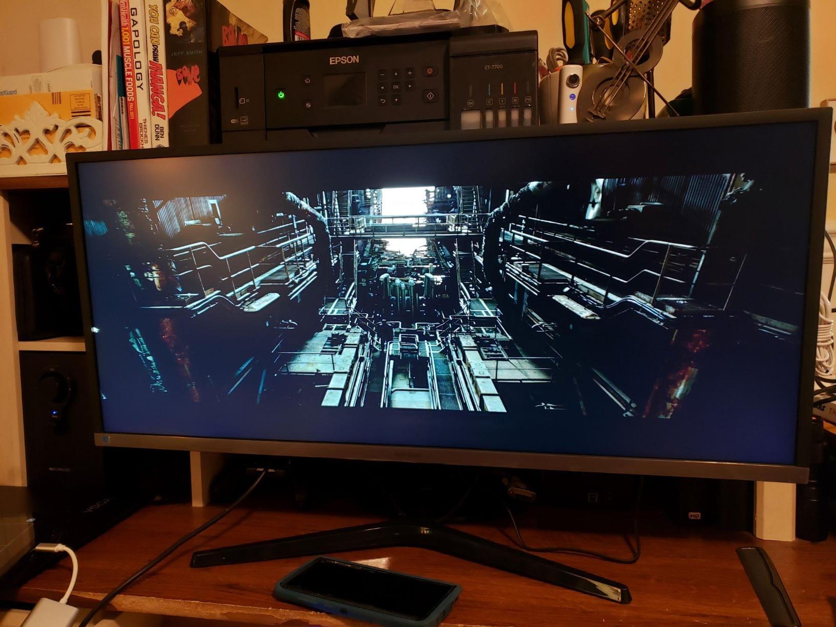 SAMSUNG 34-Inch SJ55W Ultrawide Gaming Monitor (LS34J550WQNXZA) - 75Hz Refresh, WQHD Computer Monitor, 3440 x 1440p Resolution, 4ms Response, FreeSync, Split Screen, HDMI, Black customer photo 1