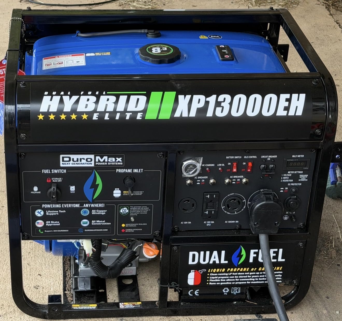 DuroMax XP13000EH 13,000-Watt Dual Fuel Portable Generator - Gas & Propane, Electric Start, Whole Home Backup Power, Transfer Switch Ready, RV & Emergency Ready customer photo 2