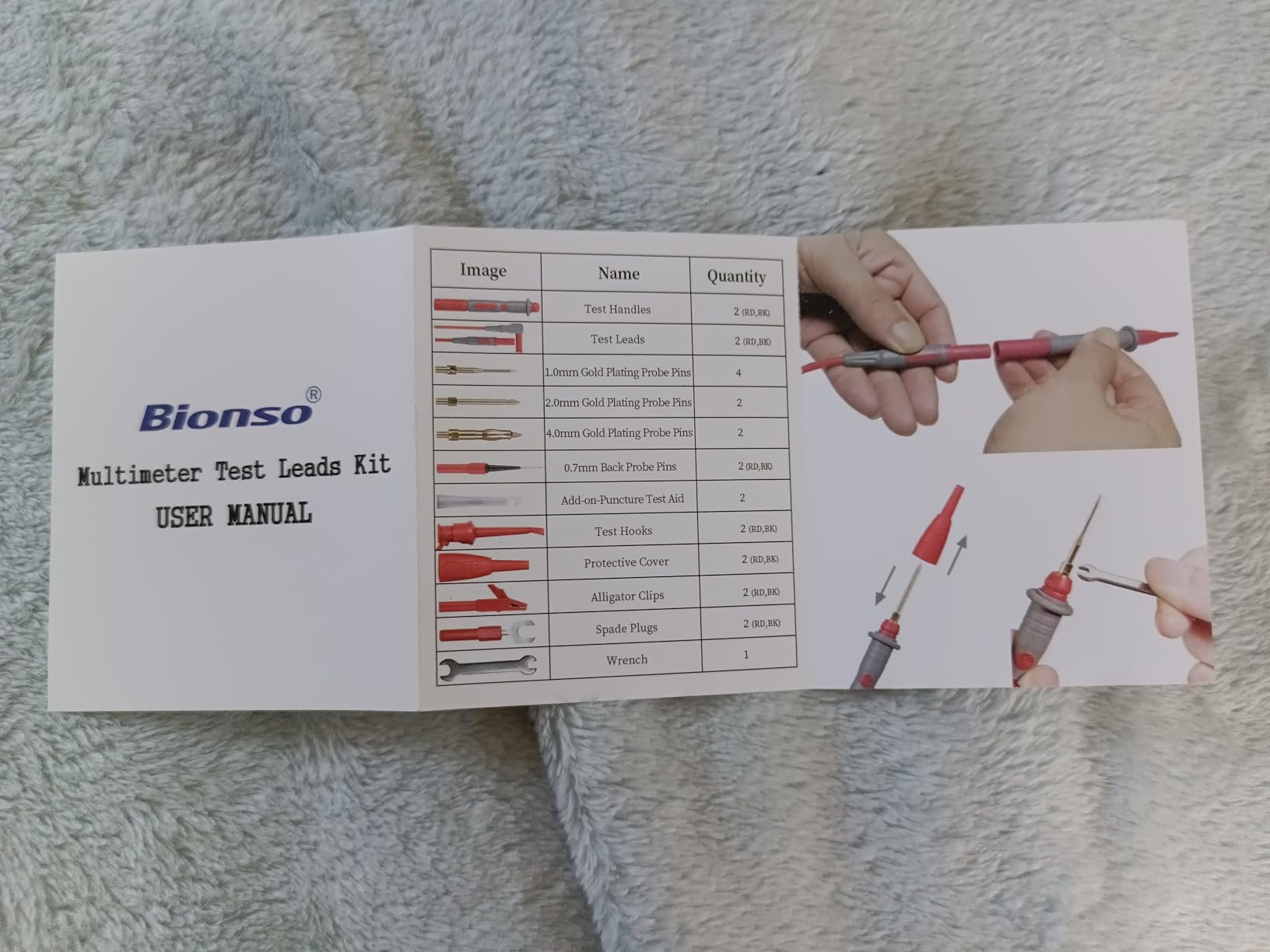 Bionso 25-Piece Multimeter Leads Kit, Professional and Upgraded Test Leads Set with Replaceable Gold-Plated Multimeter Probes, Alligator Clips, Test Hooks and Back Probe Pins customer photo 1