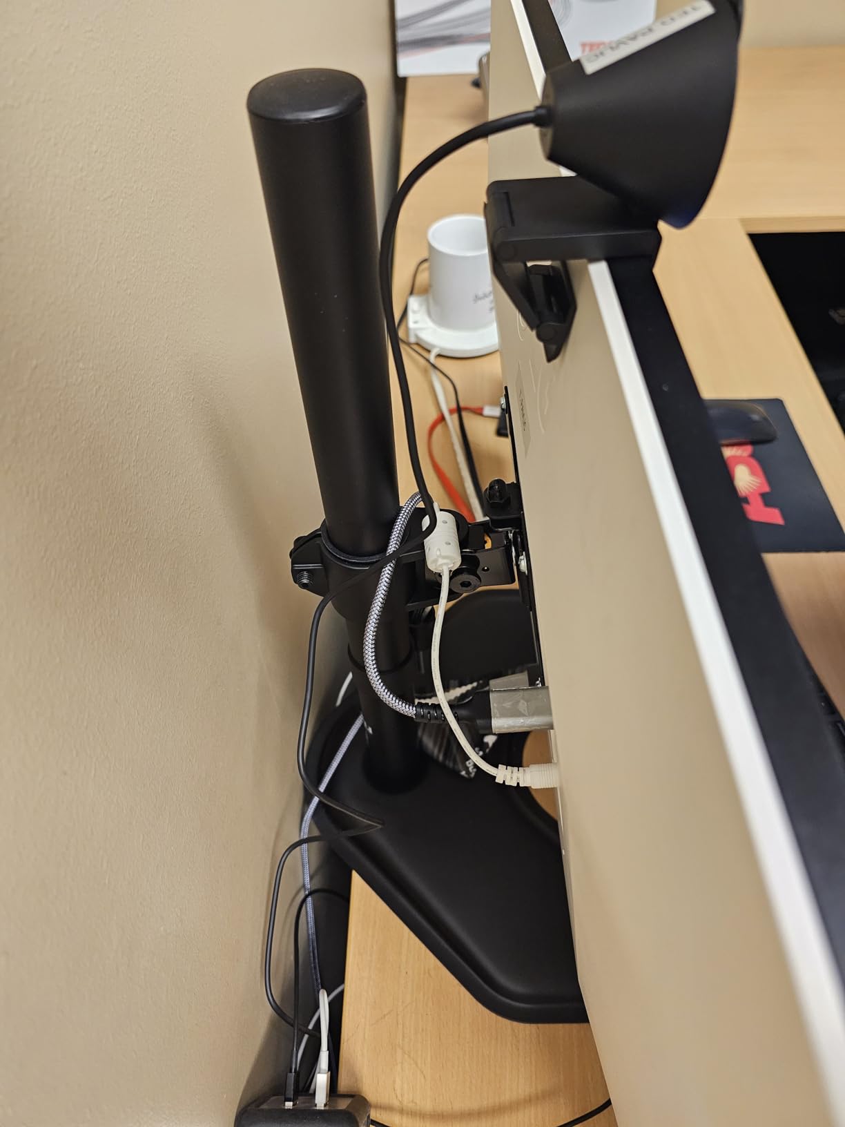 WALI Triple Monitor Stand, Free Standing Three LCD Monitor Fully Adjustable Desk Mount Fits 3 Screens up to 27 inch, 22 lbs Weight Capacity per Arm customer photo 2