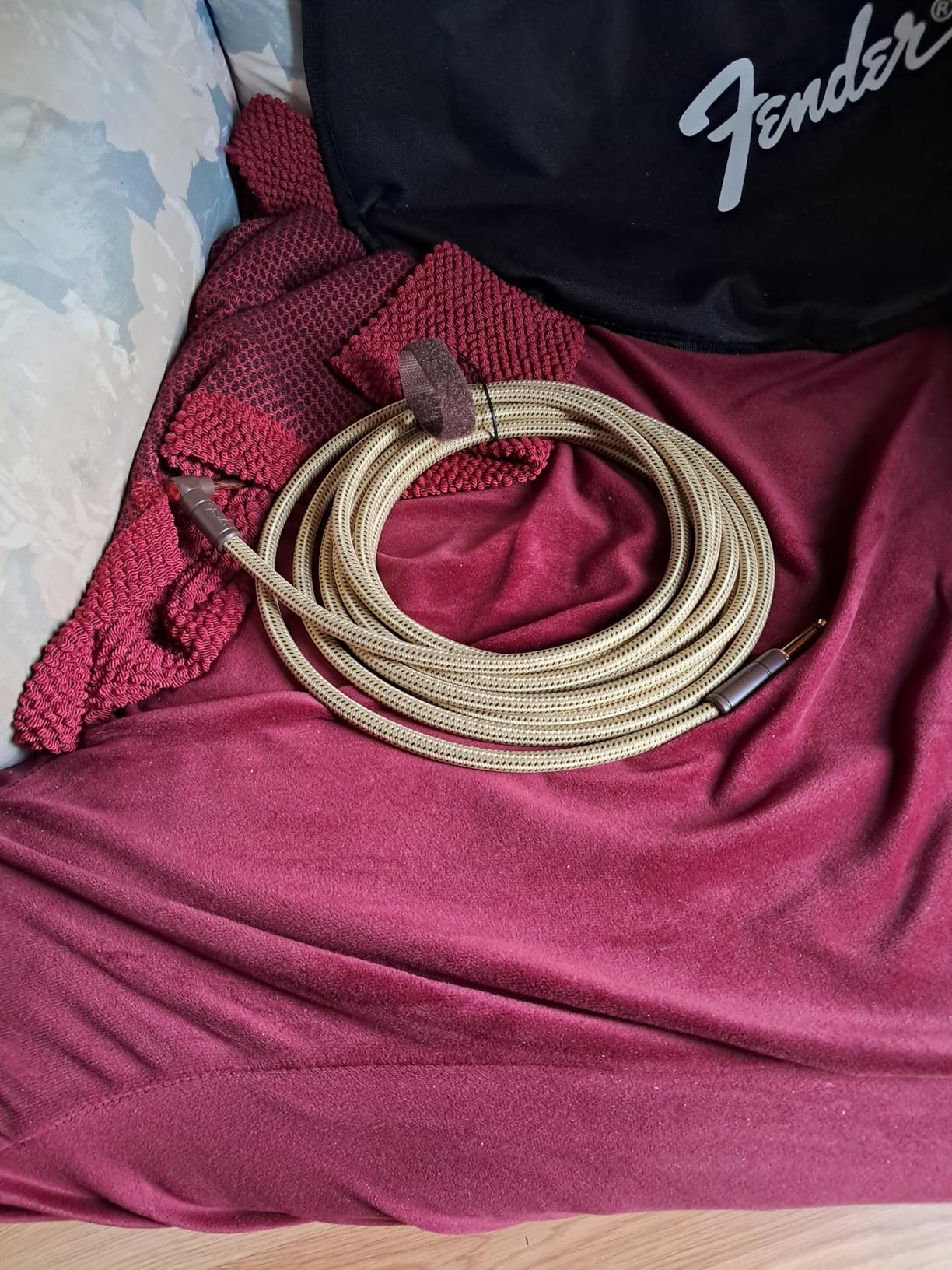 Fender Deluxe Series Instrument Cable, Guitar Cable, Guitar Accessories, Straight/Angle, Tweed, 15ft customer photo 2