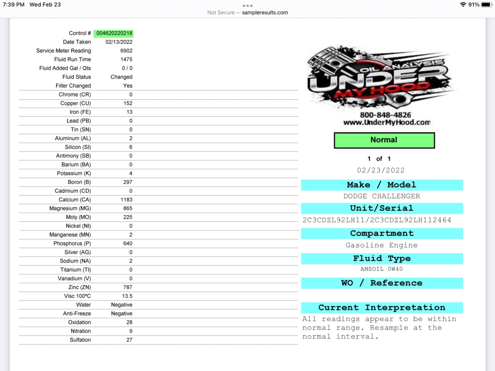 Oil Analysis Premier Kit by Under My Hood with return postage included customer photo 2