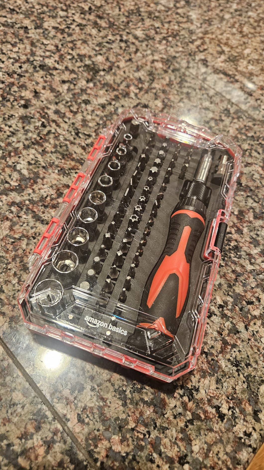 Amazon Basics Magnetic Ratcheting Wrench and Electronics Precision Screwdriver Tool Set, 73-Piece customer photo 2