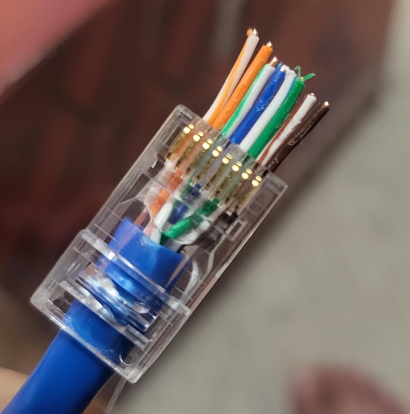 Gaobige rj45 Crimping Tool for Cat6 Cat5e Cat5, Sturdy Crimper for rj45 rj12/11 Pass-Through Connectors with 50pcs rj45 Cat5e Pass-Through Connectors, 50pcs Covers, Wire Stripper; Network Cable Tester customer photo 2