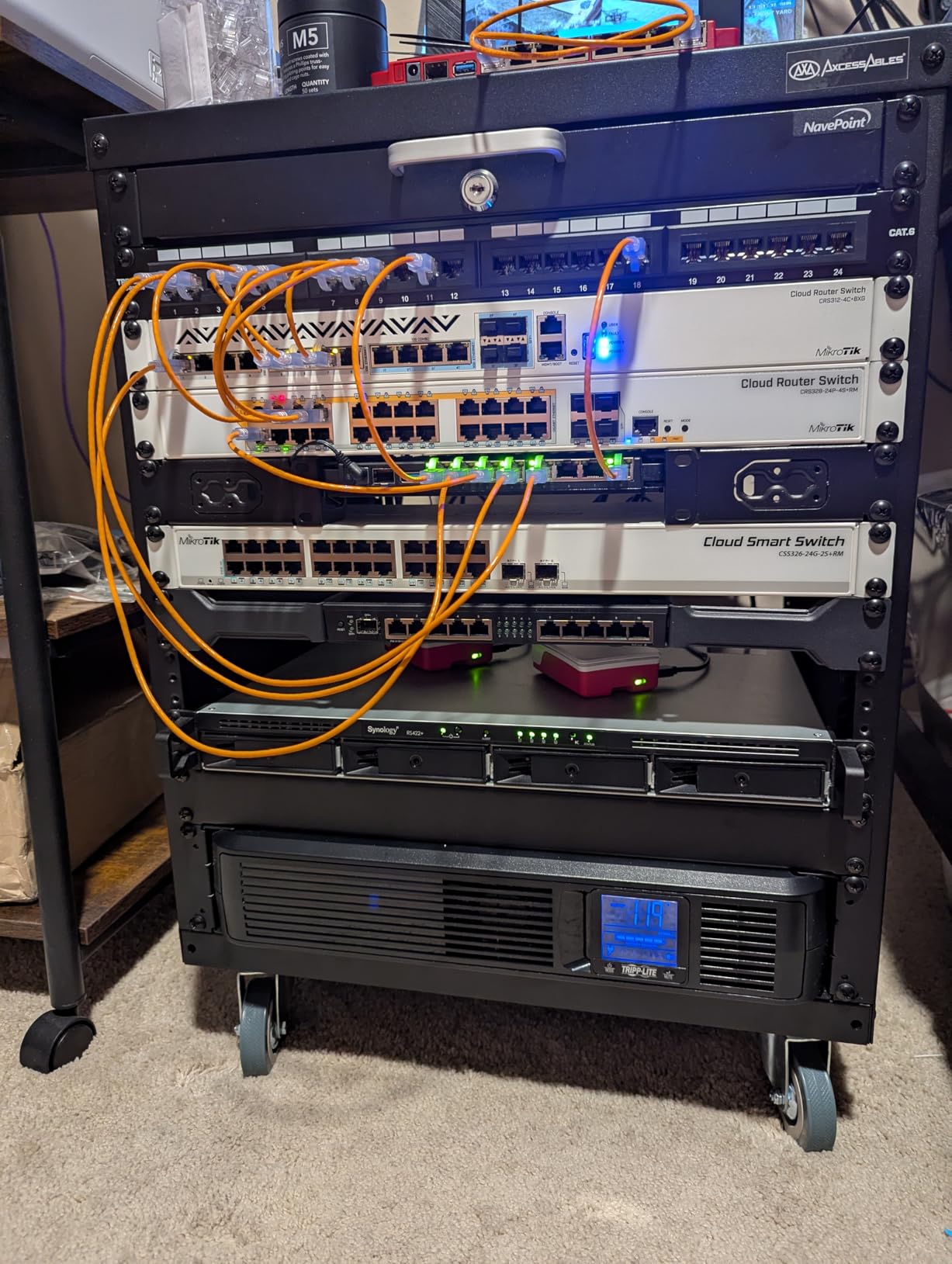 AxcessAbles 12U AV Equipment Rack | 19-Inch Steel Open Frame Home Studio Rack with 3