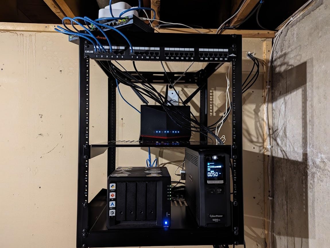 ECHOGEAR 15U Open Frame Rack for Servers & AV Gear - Wall Mountable Design Includes 2X Vented Shelves, 25x Rack Mounting Screws, 4X Leveling Feet, 4X Shelf Stops, & 2X Securement Straps customer photo 2