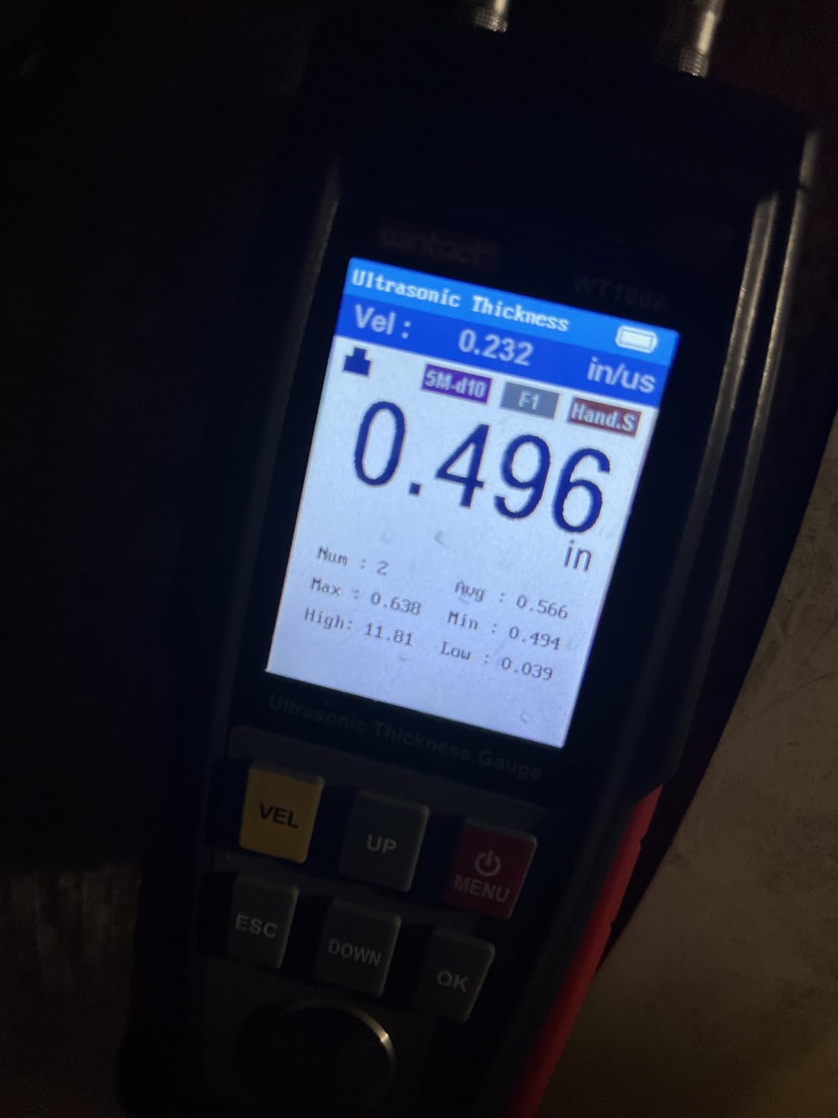 Wintact Digital Ultrasonic Thickness Gauge, Range 0.039 to 11.81 in with Probe for Measuring Metal and Nonmetal Materials, Steel, Cylinder Wall, Plastic, Glass, PVC, Pipes (WT100A) customer photo 1