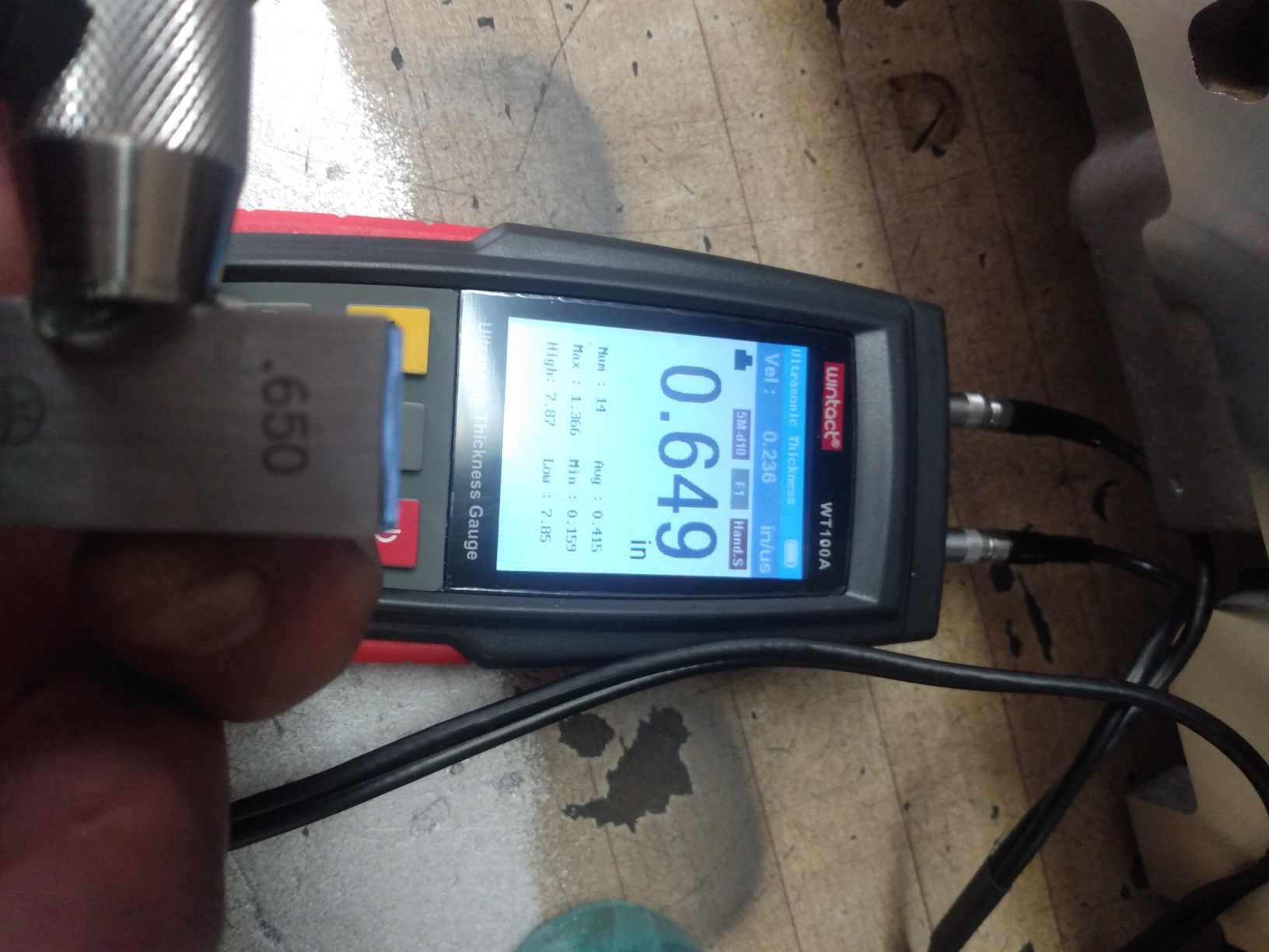 Wintact Digital Ultrasonic Thickness Gauge, Range 0.039 to 11.81 in with Probe for Measuring Metal and Nonmetal Materials, Steel, Cylinder Wall, Plastic, Glass, PVC, Pipes (WT100A) customer photo 2