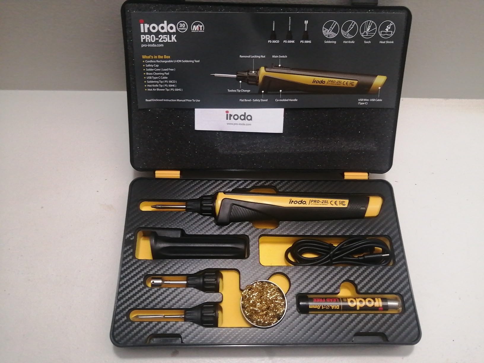 Iroda SolderPro 25LK Battery Soldering Iron Kit, Pro Grade 30W Type C USB Rechargeable Soldering Iron | 3200mAh Japanese Battery | LED Spotlight, With 3 Tips & Case customer photo 1