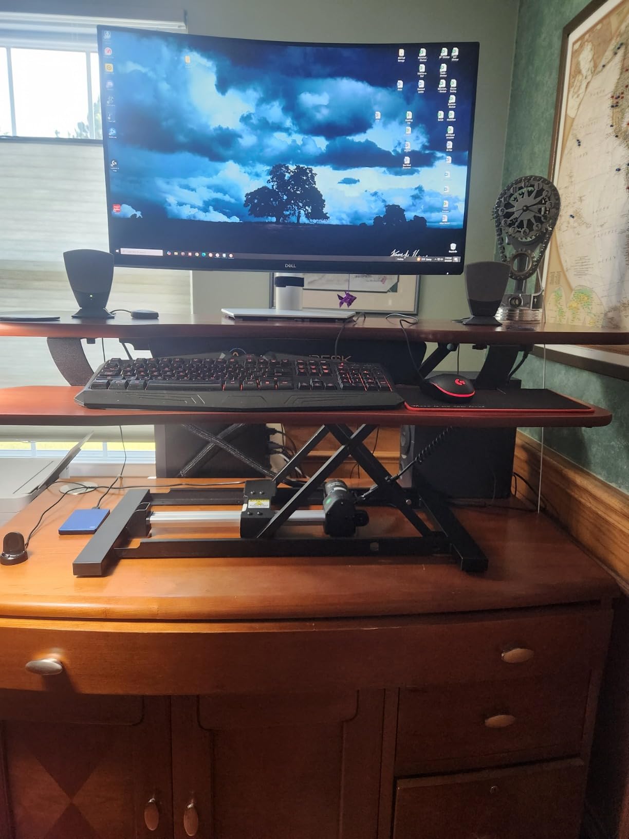 VERSADESK PowerPro 36 Inch Electric Standing Desk Converter, Height Adjustable Sit to Stand Up Desk Riser, Laptop and Dual Monitor Desktop Workstation with Wide Keyboard Tray and USB Port, Black customer photo 2