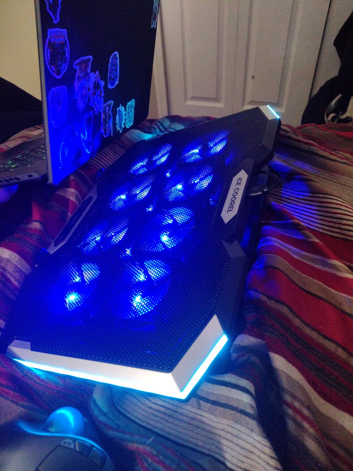 ICE COOREL Gaming Laptop Cooling Pad 15-17.3 Inch, Laptop Fan with 6 RGB Cooling Fans, Laptop Cooling Stand with 6 Height Adjustable, Laptop Cooler with LCD Screen, 2 USB Ports, Phone Stand customer photo 1