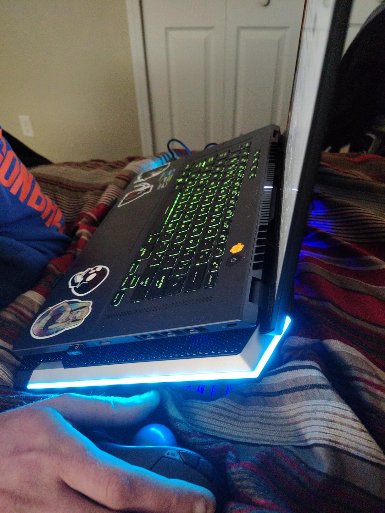 ICE COOREL Gaming Laptop Cooling Pad 15-17.3 Inch, Laptop Fan with 6 RGB Cooling Fans, Laptop Cooling Stand with 6 Height Adjustable, Laptop Cooler with LCD Screen, 2 USB Ports, Phone Stand customer photo 2