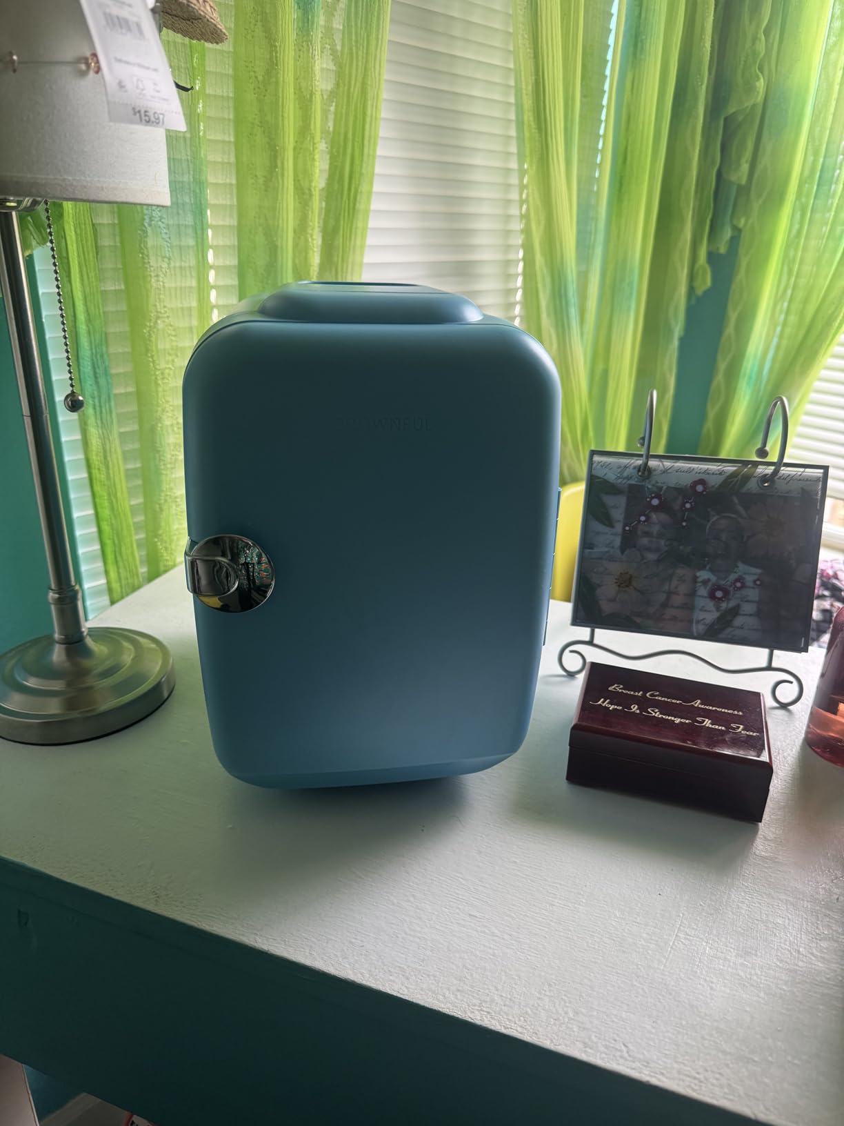 CROWNFUL Mini Fridge, 4 Liter/6 Can Portable Cooler and Warmer Personal Fridge for Skin Care, Cosmetics, Food, Great for Bedroom, Office, Car, Dorm, ETL Listed (Black) customer photo 1