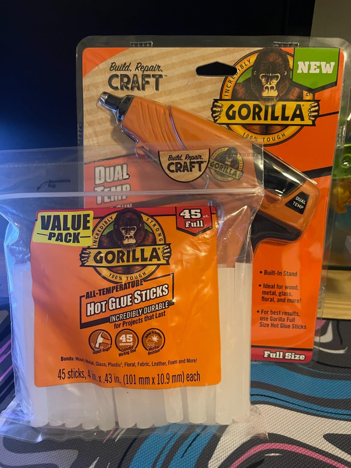 Gorilla Hot Glue Gun Kit (Pack of 1 Full Size Hot Glue Gun and 45 Sticks) - Dual Temp, Precision Nozzle, and Easy Squeeze Trigger customer photo 1