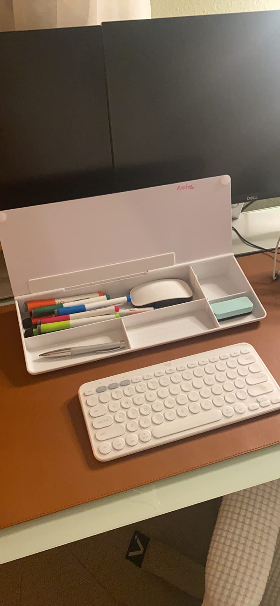 TSJ OFFICE Small Desktop Whiteboard - Glass Dry Erase Board Computer Keyboard Stand White Board Surface Pad with Drawer customer photo 1