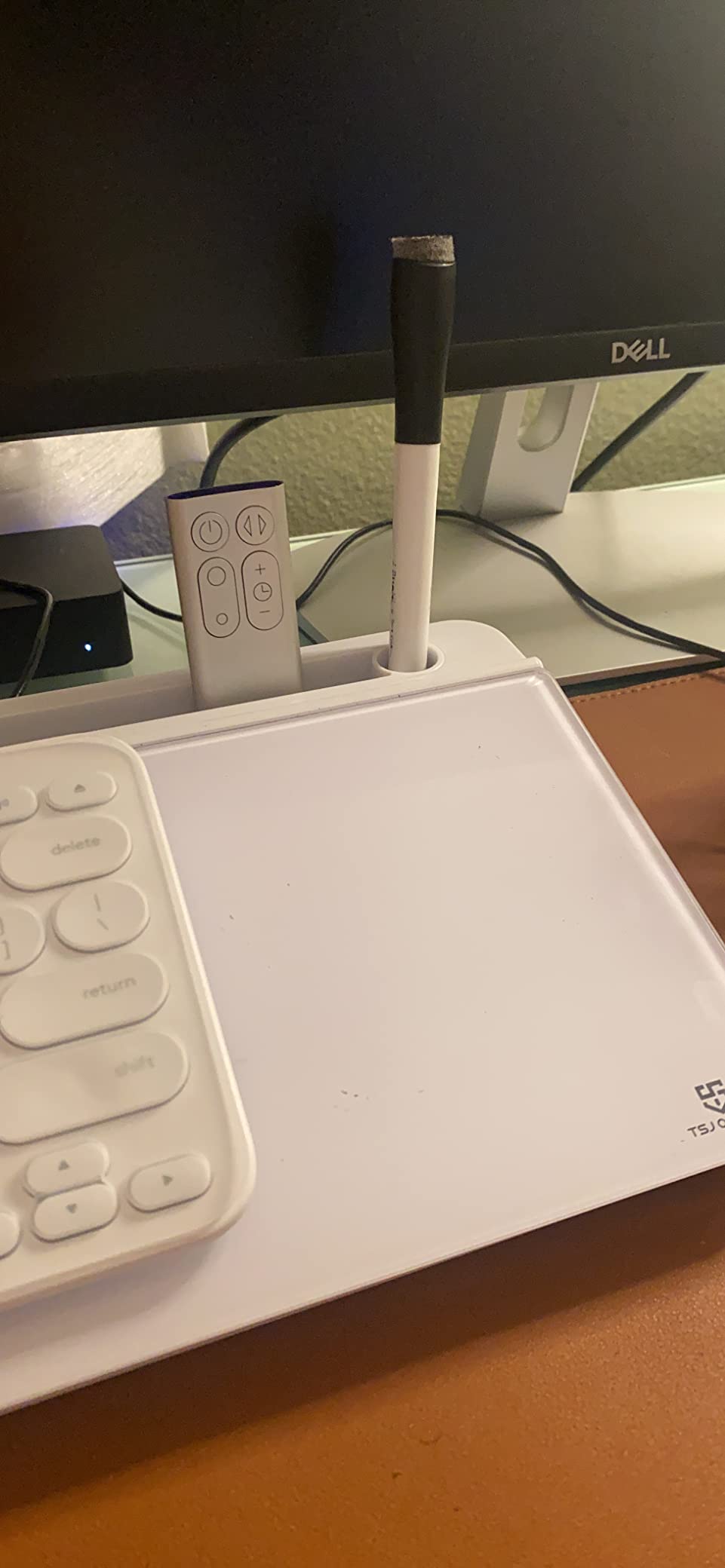 TSJ OFFICE Small Desktop Whiteboard - Glass Dry Erase Board Computer Keyboard Stand White Board Surface Pad with Drawer customer photo 2