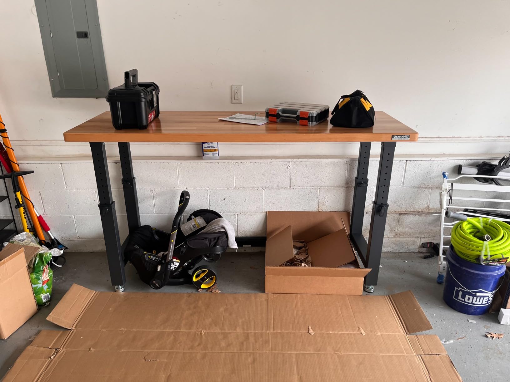 Seville Classics UltraHD Heavy Duty Workbench Table w/Solid Wood Top, 1000 lbs. Weight Capacity Workstation for Garage, Warehouse, Workshop, Graphite, 72