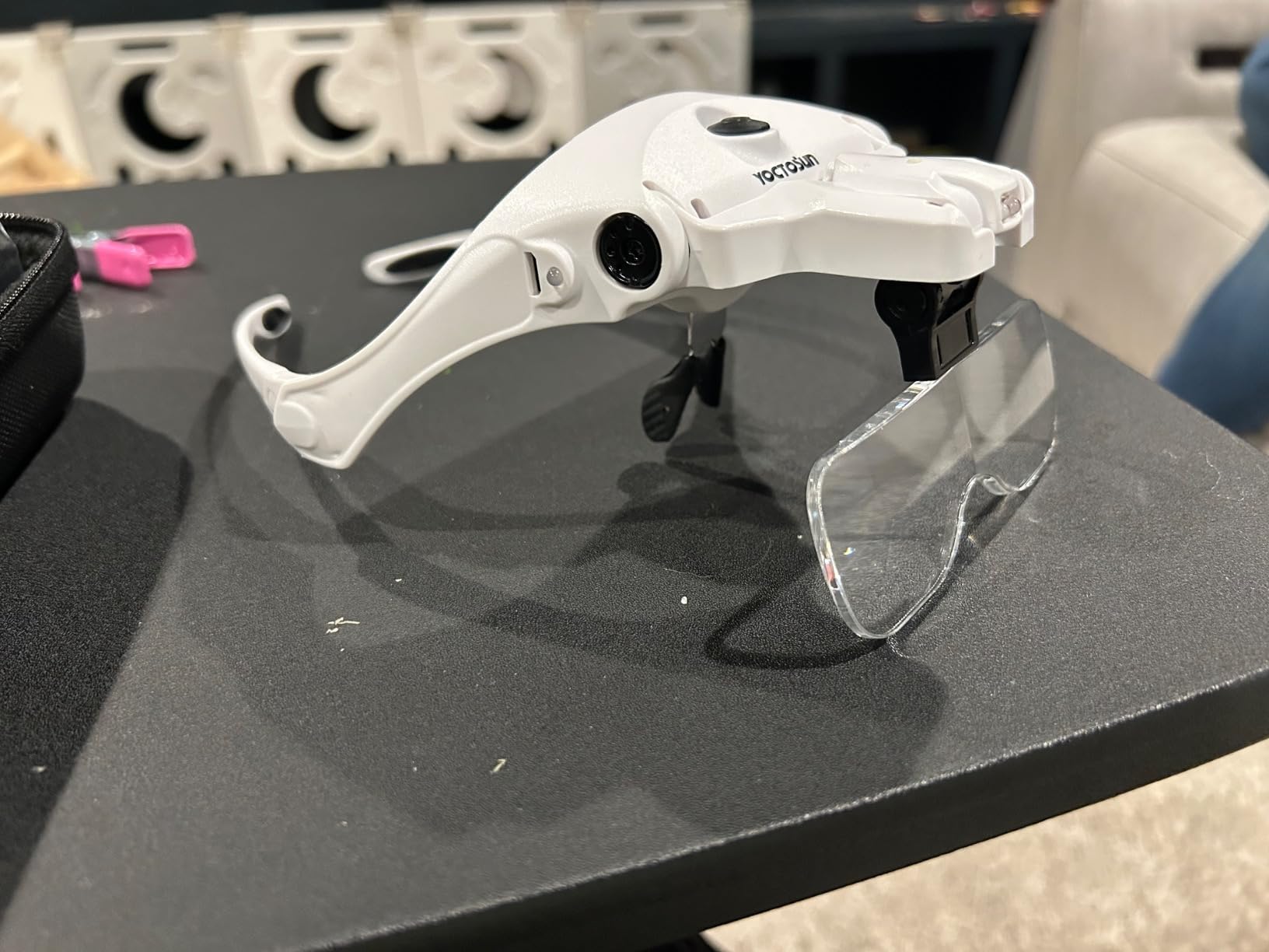 YOCTOSUN Magnifying Glasses with Light, Head Mount Magnifier with 5 Lenses, Headband, Storage Case, Hands Free LED Lighted Head Magnifying Visor for Close Work Hobby Crafts customer photo 1