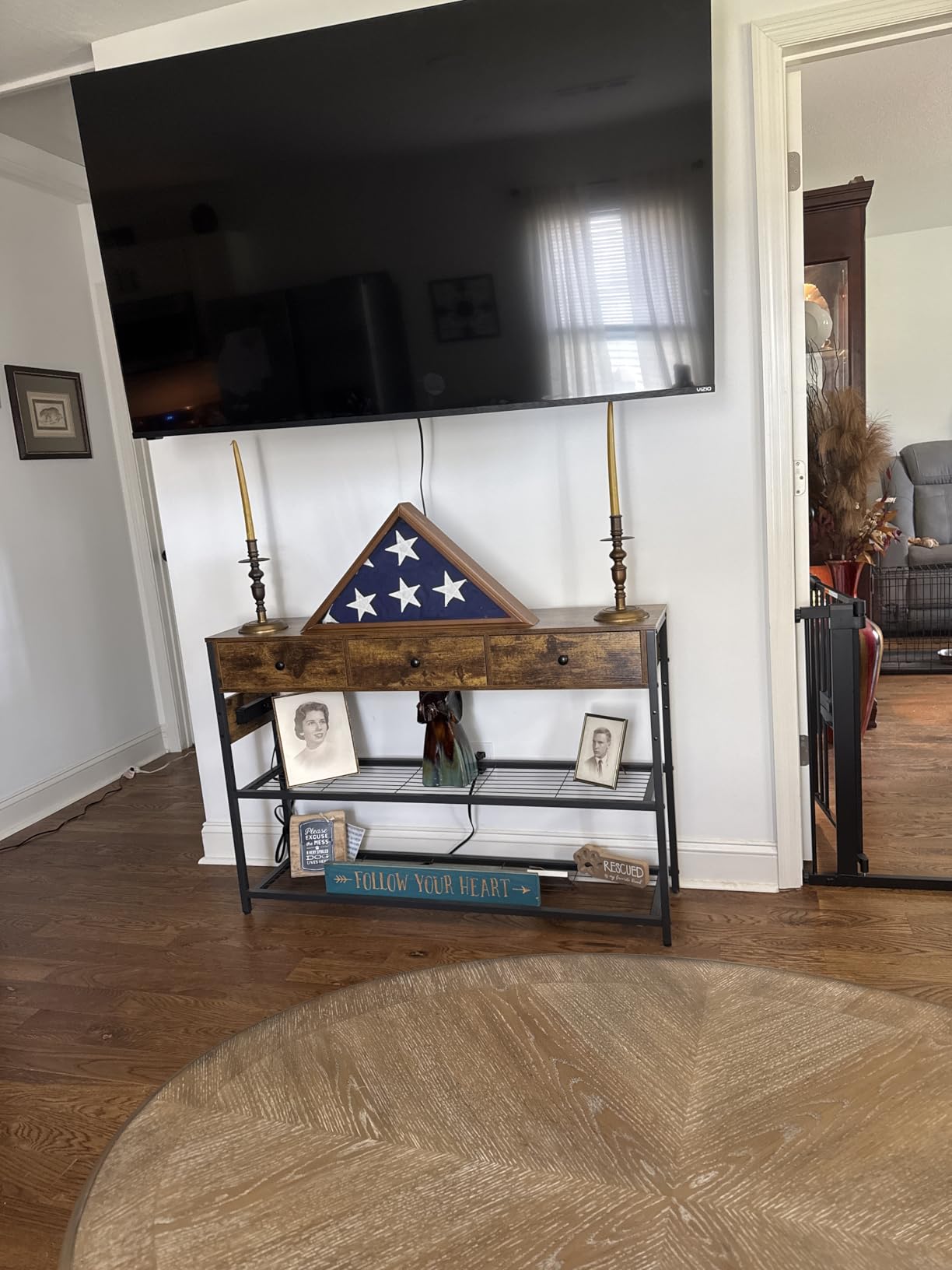 Ecoprsio 47'' Entryway Table with Outlets and USB Ports, Console Table with 3 Drawers, Sofa Table Narrow Long with Storage Shelves for Living Room, Couch, Hallway, Foyer, Kitchen Counter, Rustic Brown customer photo 1