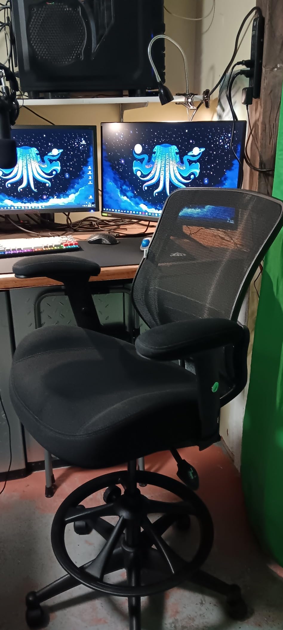 BOLISS 400lbs Mid Back Mesh Ergonomic Drafting Chair for Standing Desk Office Wide Chair Built-in Lumbar Support Big Adjustable Foot Ring Height Adjustable Armrest (Black) customer photo 2