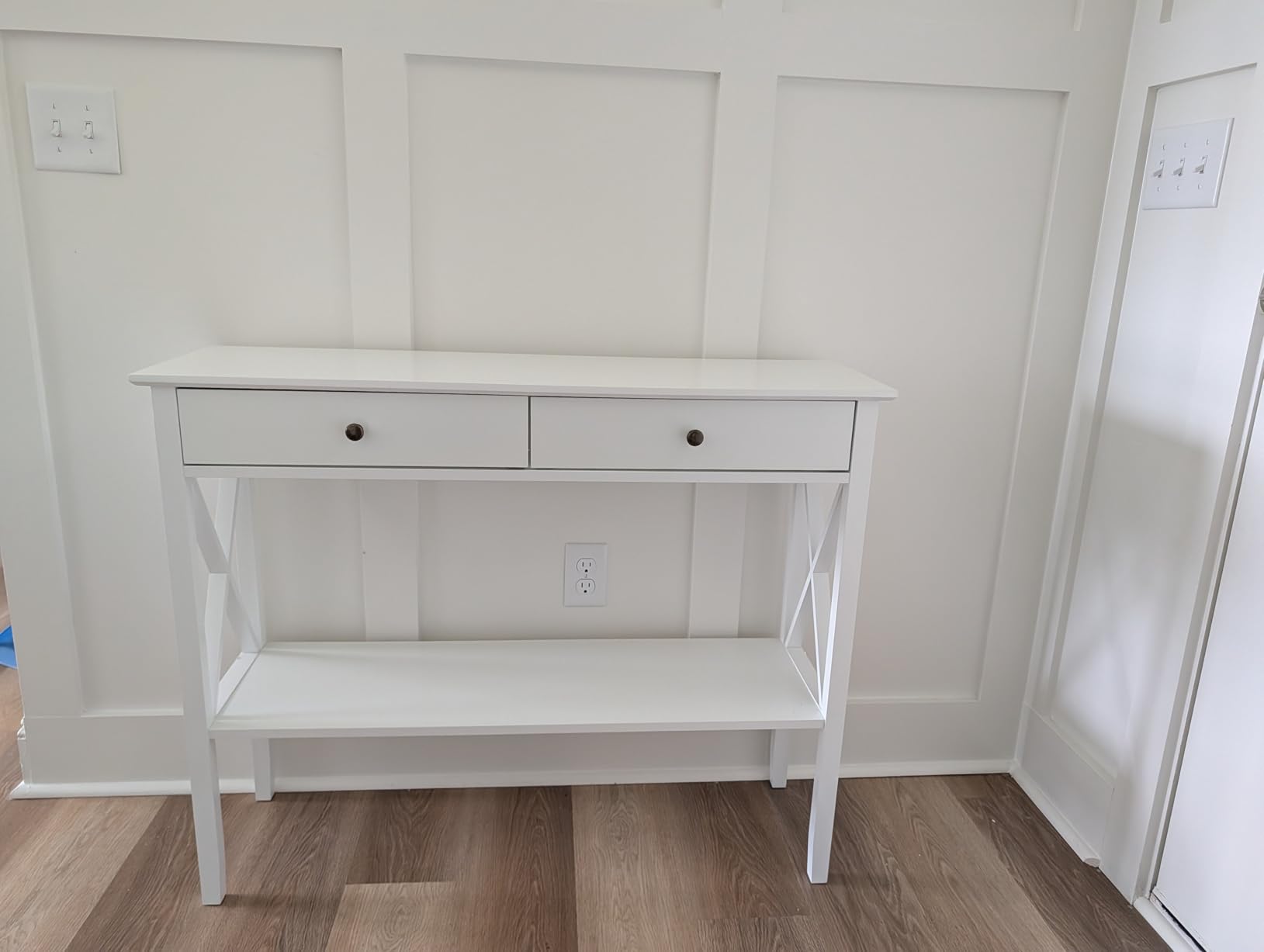 ChooChoo Console Table with Drawers, Narrow Wood Accent Sofa Table Entryway Table with Storage Shelf for Entryway, Front Hall, Hallway, Living Room, Black customer photo 1