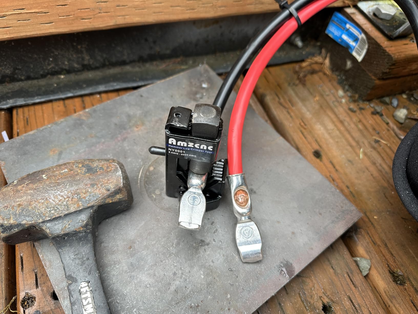 AMZCNC Hammer Lug Crimper Tool - 0000 AWG Battery and Welding Cables( 8 AWG TO 4/0 Wire Gauge) customer photo 2