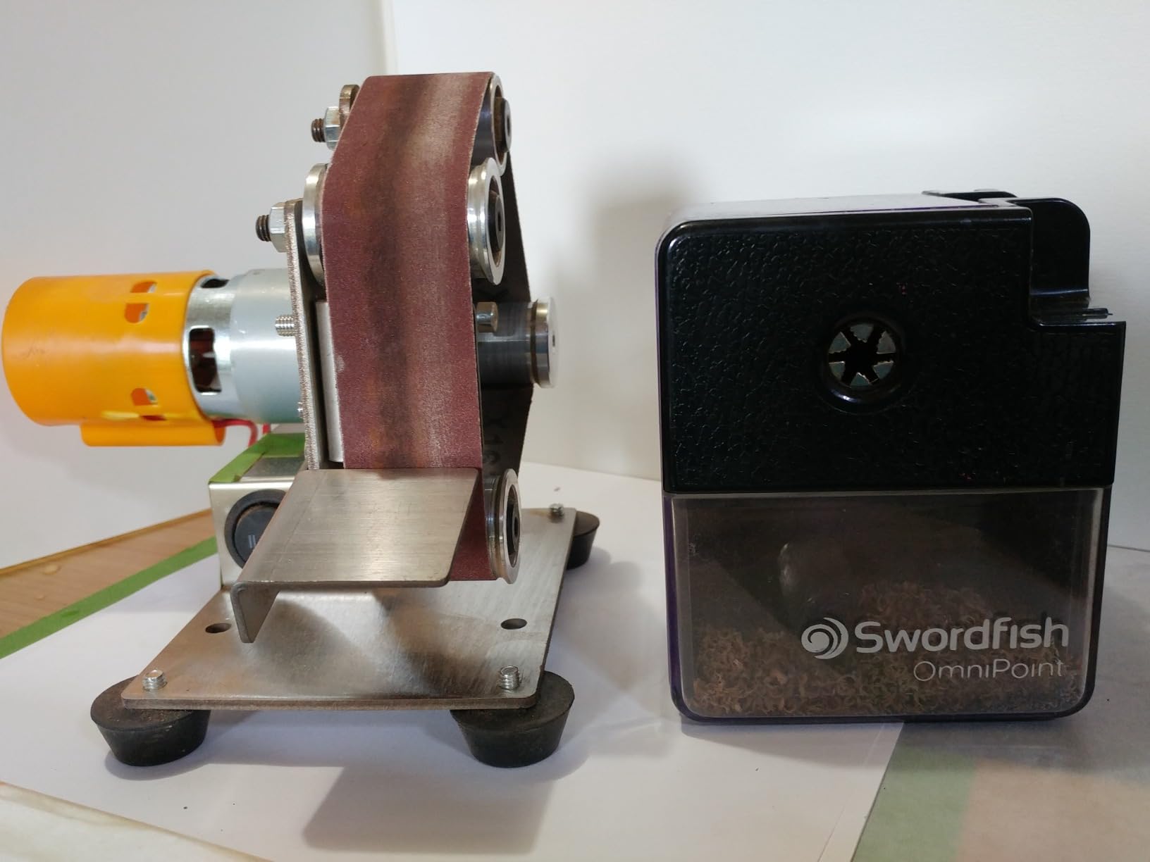 Mini Electric Belt-Sander Knife-Sharpener Sanding Machine - Small Bench Grinder Kit 7 Speed Adjustable Power Polisher DIY Polishing Grinding Tool For Knife Making, Wood Metal Working, Handcraft customer photo 1