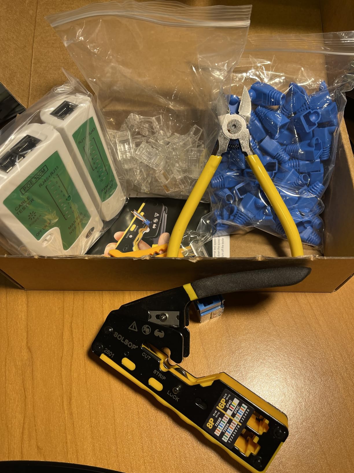 Solsop Pass Through RJ45 Crimp Tool Kit Ethernet Crimper CAT5 Cat5e Cat6 Crimping Tool Kit customer photo 1