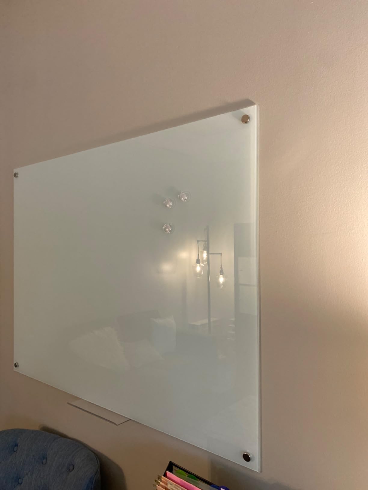 SCRIBBLEDO Glass Whiteboard 46 x 34 inch (4' x 3') Glass Dry Erase Board for Wall Frameless Large Office Wall Mount Frosted White Board for Work Home and School with Tray Included customer photo 2